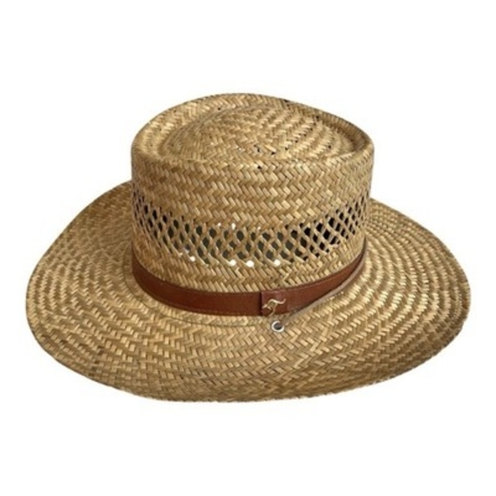Dorfman Pacific Men's Tan Sun hat Rush Gambler Straw Hat Natural Size Small VG - Picture 6 of 9